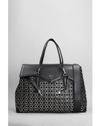 Secret Pon-pon - Quiny Hole Large Tote In Black Leather - Lyst
