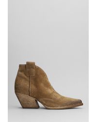 Elena Iachi - Texan Ankle Boots In Camel Suede - Lyst