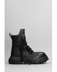 Rick Owens - Jumbolaced Combat Boots In Black Leather - Lyst
