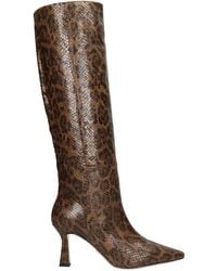 Lola Cruz High Heels Boots In Brown Leather