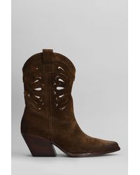 Elena Iachi - Texan Ankle Boots In Leather Color Suede - Lyst