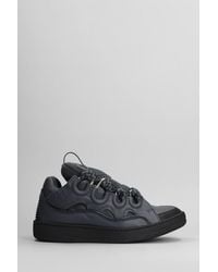 Lanvin - Curb Sneakers In Grey Leather - Lyst