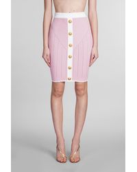 Balmain - Skirt In Rose-pink Viscose - Lyst