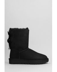 UGG - Bailey Bow Ii Low Heels Ankle Boots In Black Suede - Lyst