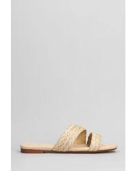 Castañer - Sandali flats Paz-258 in pelle e tessuto Beige - Lyst