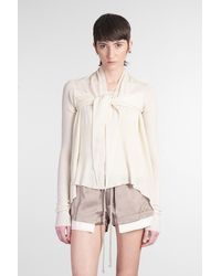 Rick Owens - Tied Short Wrap Cardigan In Beige Wool - Lyst
