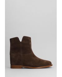 Via Roma 15 - Ankle Boots Inside Wedge In Brown Suede - Lyst