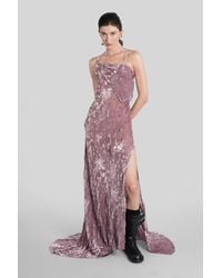 Ann Demeulemeester - Aaricia Long Dress In Rose-pink Velvet - Lyst