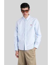 Ami Paris - Camicia in Cotone Celeste - Lyst