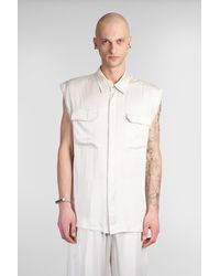 Rick Owens - Camicia Jumbo sl outershirt in acetato Beige - Lyst