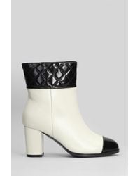 GOLD&ROUGE - Tulli High Heels Ankle Boots In Beige Leather - Lyst