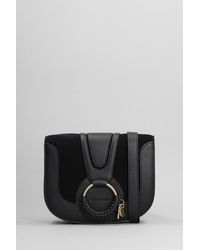 See By Chloé - Hana Shoulder Bag In Black Suede And Leather - Lyst