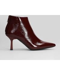 GISÉL MOIRÉ - Amina High Heels Ankle Boots In Bordeaux Leather - Lyst