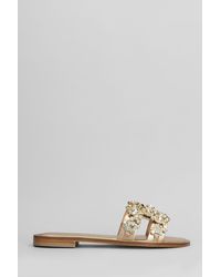 EDDICUOMO - Sandali flats in Pelle Platino - Lyst