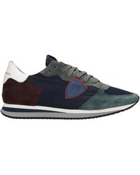 Philippe Model Trpx Sneakers In Blue Suede And Fabric for Men - Lyst