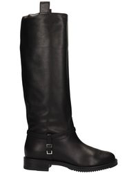 Sergio Rossi Black Leather Boots - Lyst