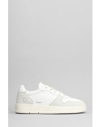 Date - Sneakers Court in pelle e camoscio Bianco - Lyst