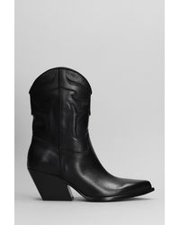 Elena Iachi - Texan Ankle Boots In Black Leather - Lyst