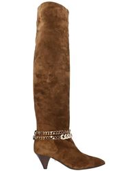 ALEVI Camille 055 Low Heels Boots In Brown Suede