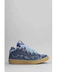 Lanvin - Curb Sneakers In Blue Cotton - Lyst