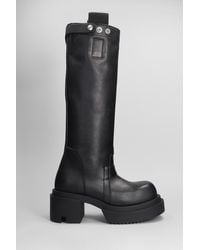 Rick Owens Pull On Bogun Leather Boots in Black | Lyst