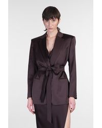 ANDAMANE - Guia With Belt Blazer In Brown Polyester - Lyst