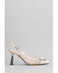 Evaluna - Decollete in pelle e tessuto Beige - Lyst