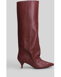 Alchimia - High Heels Boots In Bordeaux Leather - Lyst