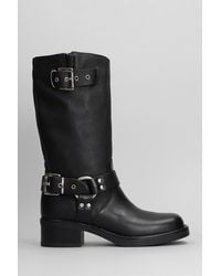 GISÉL MOIRÉ - Chester Low Heels Boots In Black Leather - Lyst