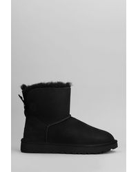 UGG - Mini Bailey Bow Ii Low Heels Ankle Boots In Black Suede - Lyst
