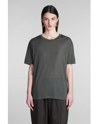 Lemaire - T-Shirt in Seta Verde - Lyst
