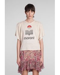Isabel Marant - T-Shirt Kyanza in lino Beige - Lyst