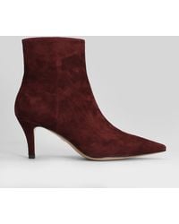 Lola Cruz - High Heels Ankle Boots In Bordeaux Suede - Lyst