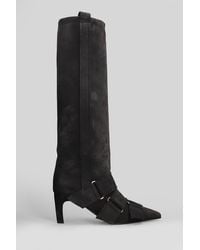 Lella Baldi - High Heels Boots In Black Suede - Lyst