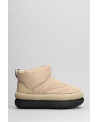 UGG - Classic Maxi Mini Platform Low Heels Ankle Boots In Beige Polyamide - Lyst