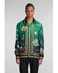 Casablancabrand - Shirt In Green Silk - Lyst