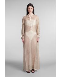 Holy Caftan - Aminta Rt Dress In Gold Linen - Lyst