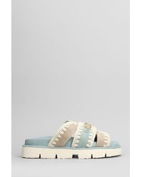 Mou - Bio Sandal Flats In Cyan Suede - Lyst