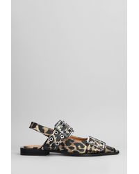 Ganni - Ballerine in Poliestere Animalier - Lyst