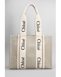 Chloé - Woody Tote In Beige Canvas - Lyst