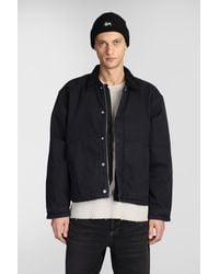 Stussy - Giacca Casual in Cotone Nero - Lyst