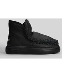 Mou - Eskimo Sneaker Bold Low Heels Ankle Boots In Black Leather - Lyst