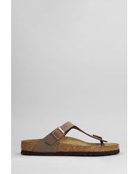 Birkenstock - Gizeh Bs Flats In Brown Synthetic Leather - Lyst