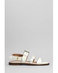 Carmens - Etoile Buckles Flats In Beige Leather - Lyst
