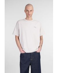 Stussy - T-Shirt in Cotone Beige - Lyst