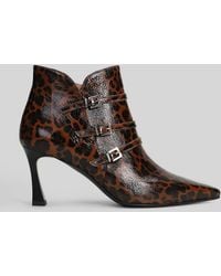 The Seller - High Heels Ankle Boots In Animalier Leather - Lyst