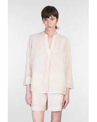 120 - Blusa in lino Beige - Lyst