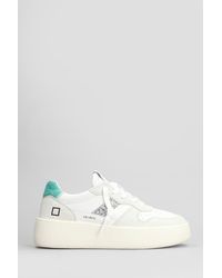 Date - Court Platform Sneakers In White Suede And Leather - Lyst