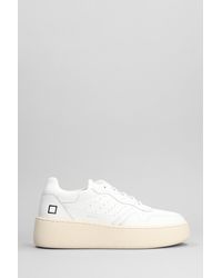 Date - Step Sneakers In White Leather - Lyst