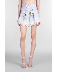Zimmermann - Shorts In Cyan Linen - Lyst